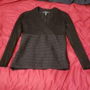 Top, black with gold glittery threading